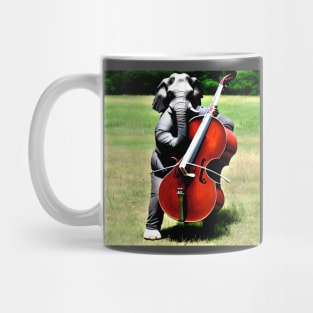 An Elephant Playing Upright Bass In A Park Mug